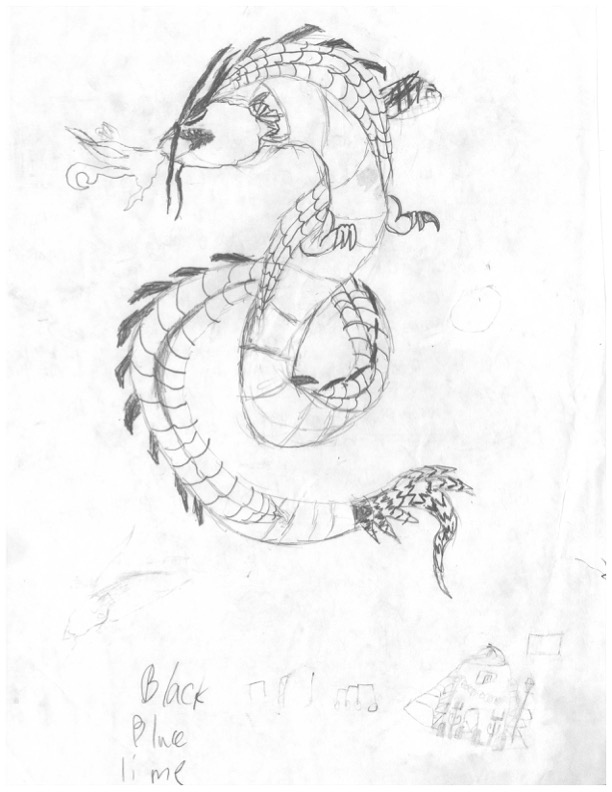 pencil drawing of a dragon